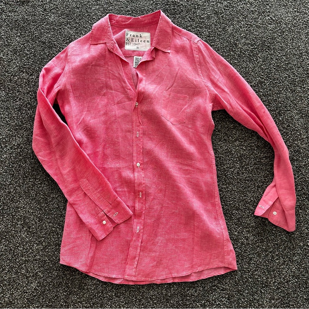 Frank & Eileen Pink linen Button-Up Shirt